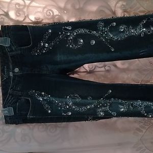 HEAVILY BEADED/RHINESTONES womens jeans by bebe